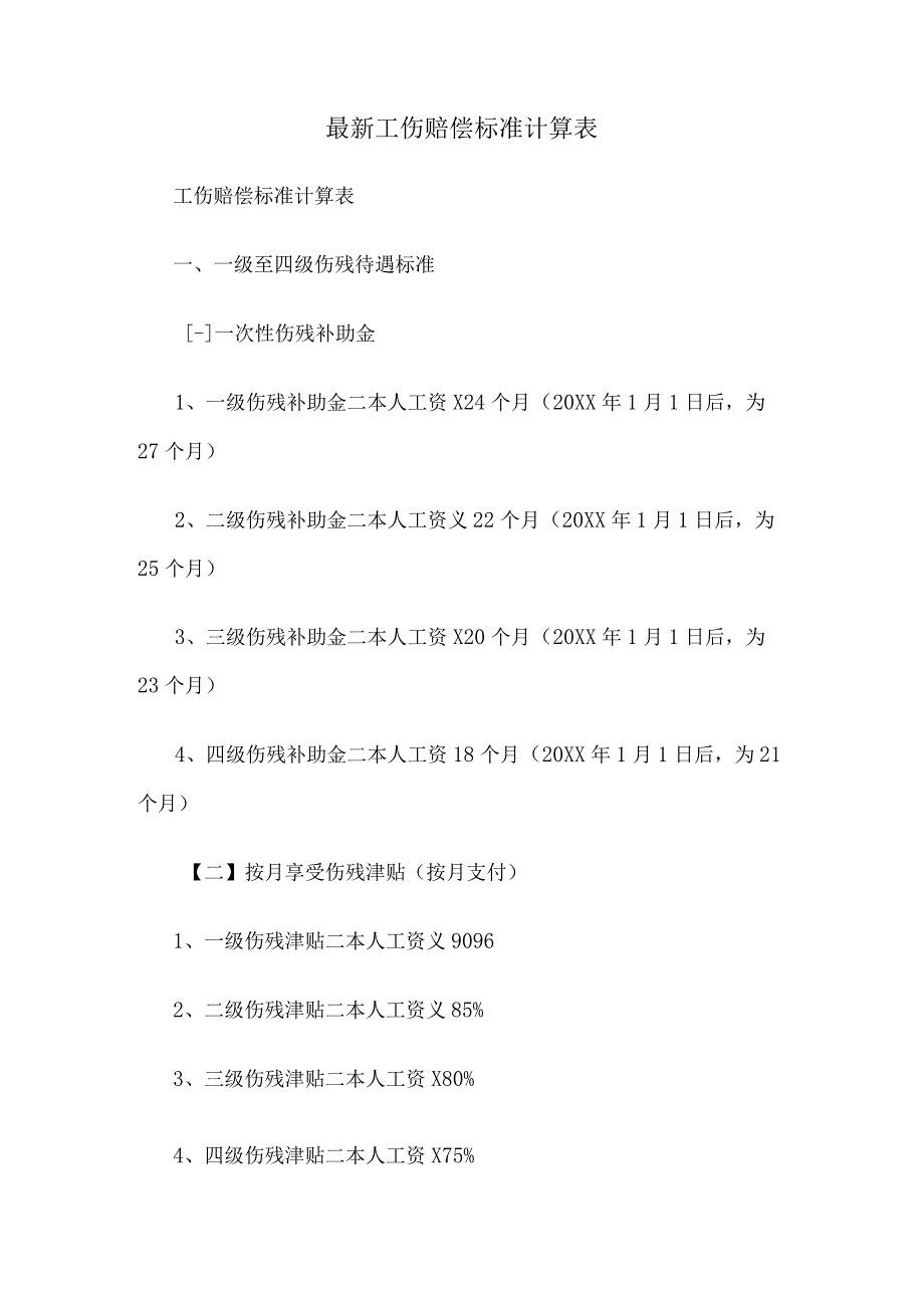 工伤赔偿标准计算表_第1页