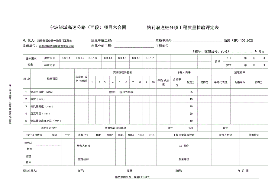 桥梁总体分项工程质量检验评定表_第2页