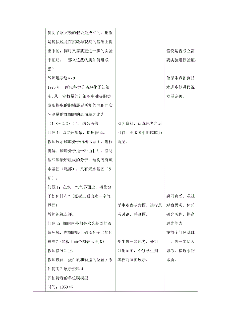 2022年高中生物第四章细胞的物质输入和输出4.2生物膜的流动镶嵌模型教案2新人教版必修_第3页