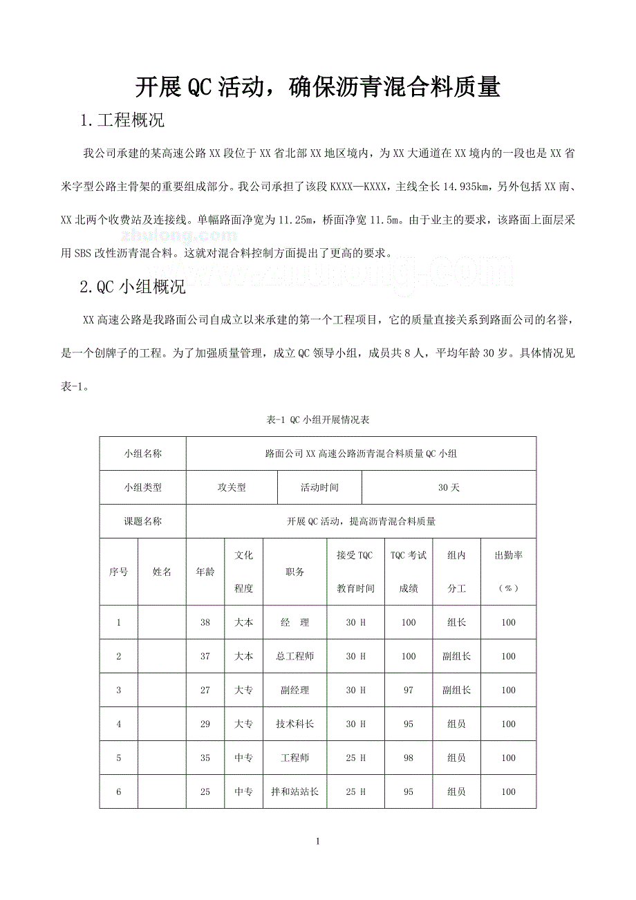 开展qc活动,确保沥青混合料质量_secret.doc_第1页