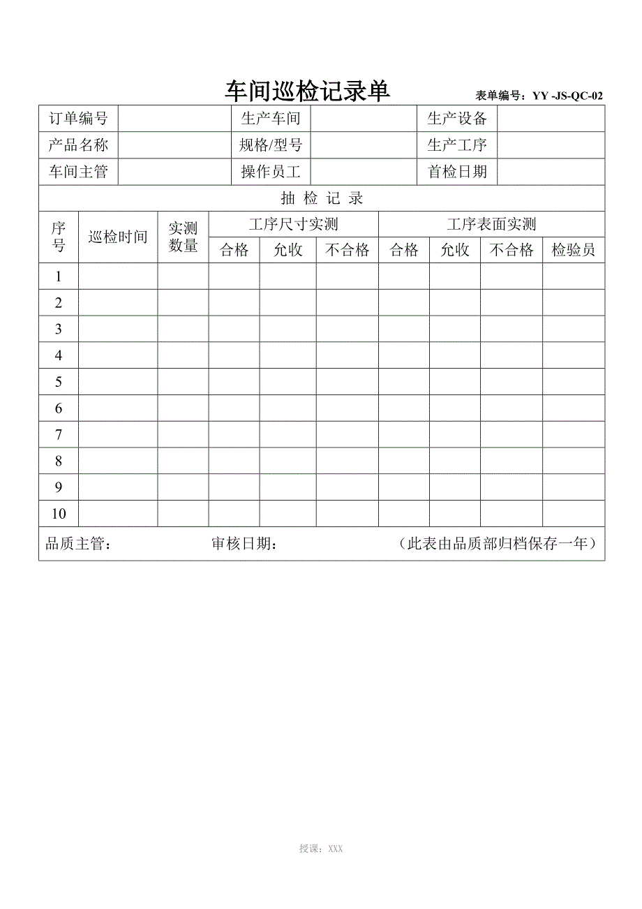 品质部使用表单_第2页