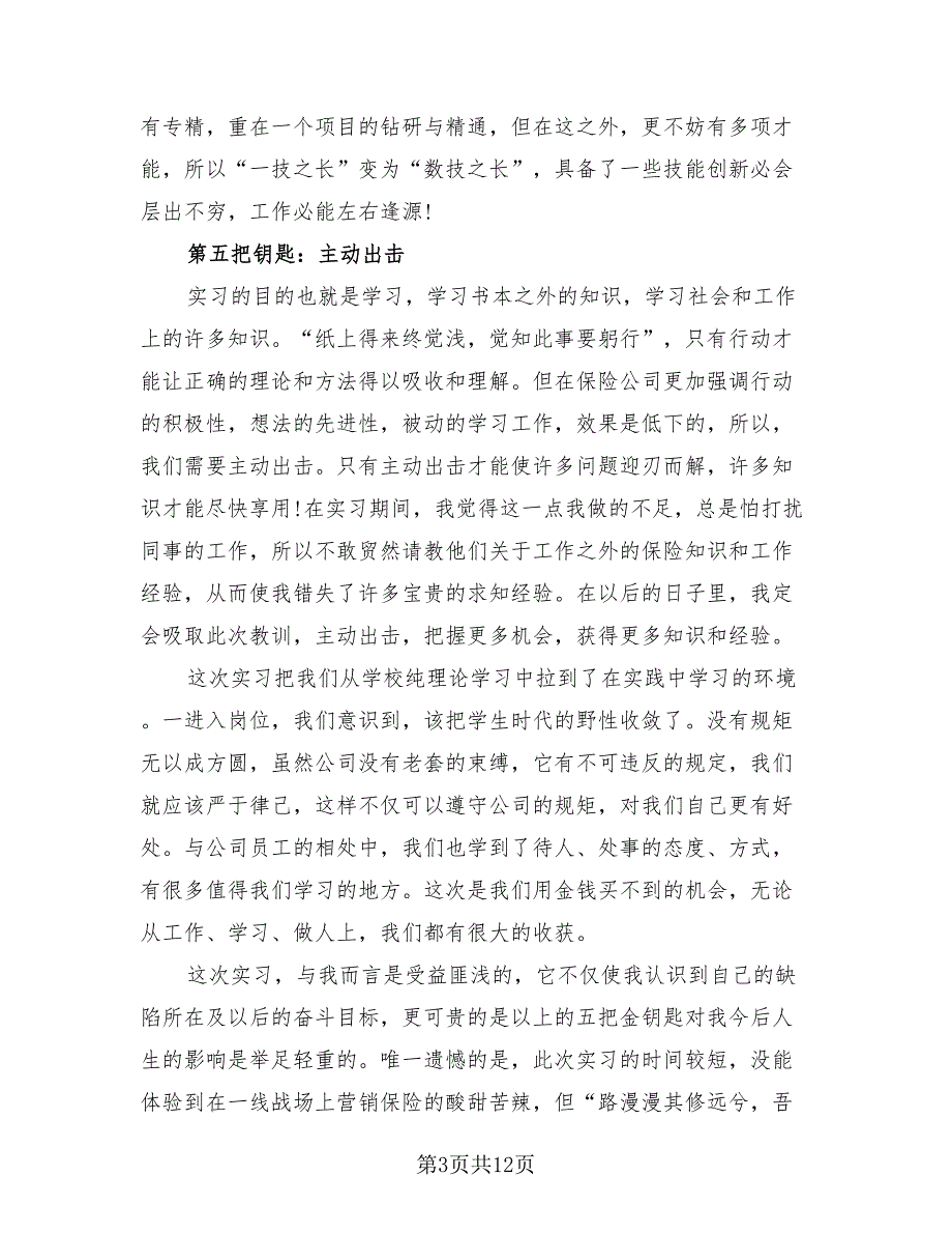 保险行业实习工作总结报告（2篇）.doc_第3页