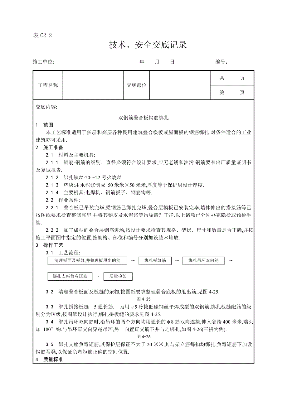 双钢筋叠合板钢筋绑扎施工工艺范本_第1页