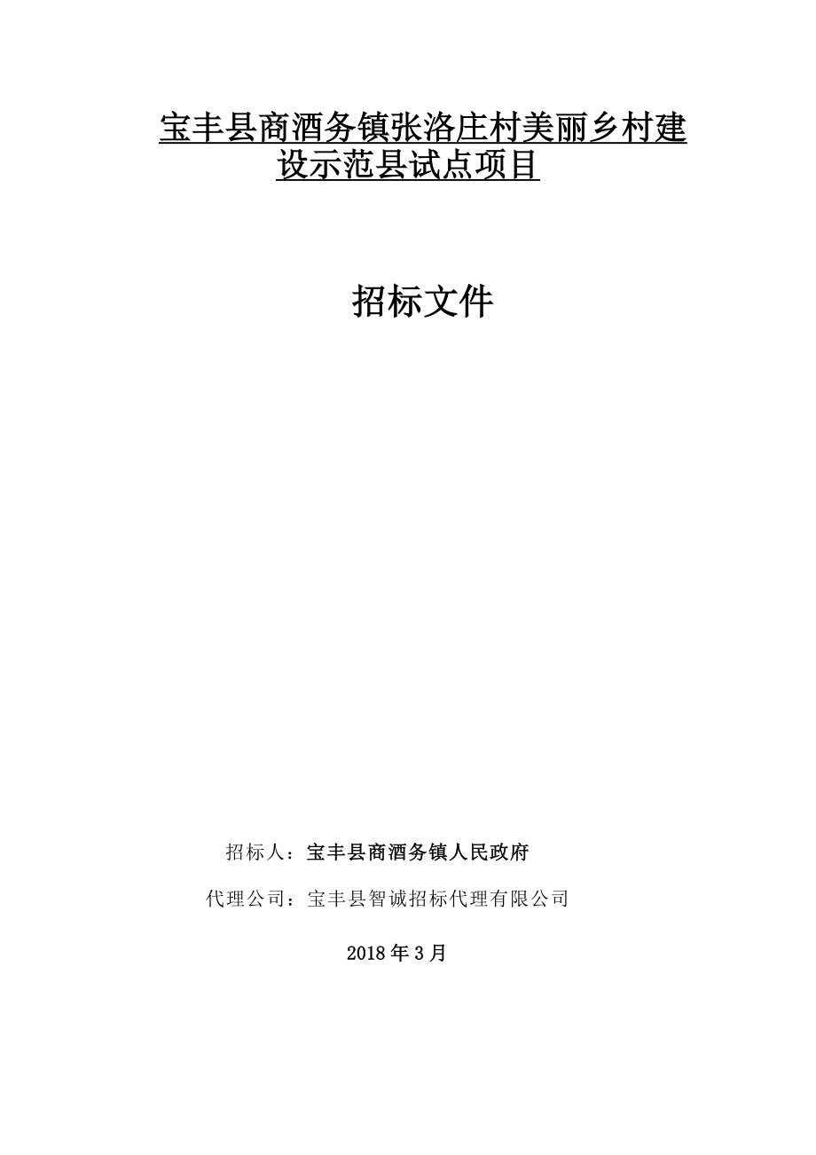 宝丰商酒务镇张洛庄村美丽乡村建设示范试点项目_第1页