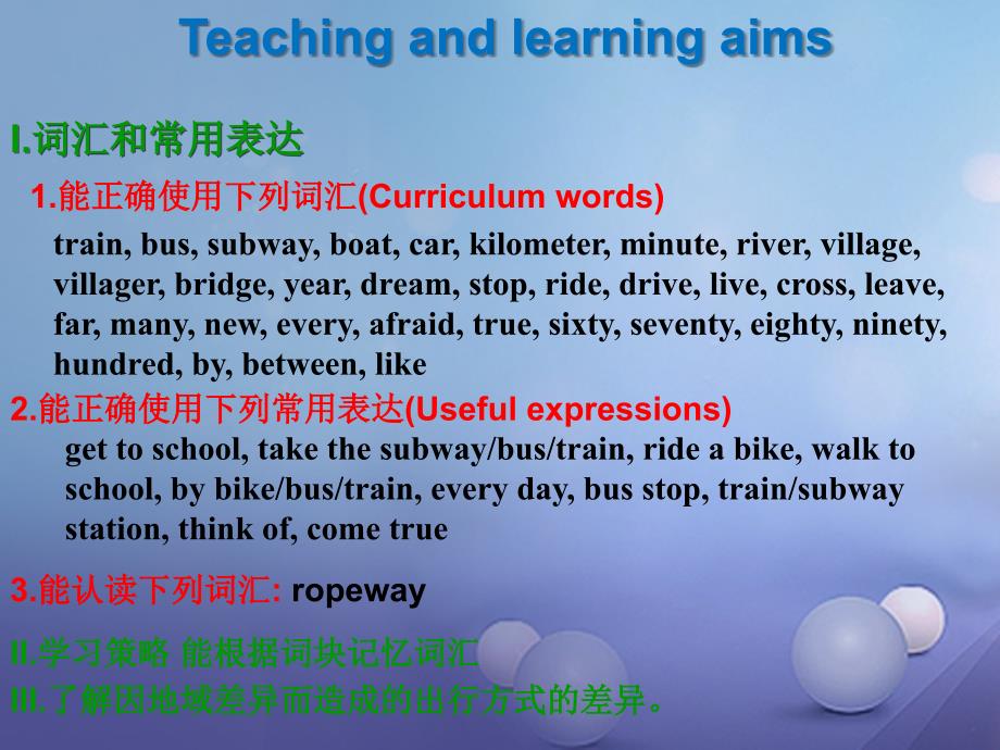 （水滴系列）七年级英语下册 Unit 3 How do you get to school（第1课时）New Words and phrases课件 （新）人教新目标_第2页