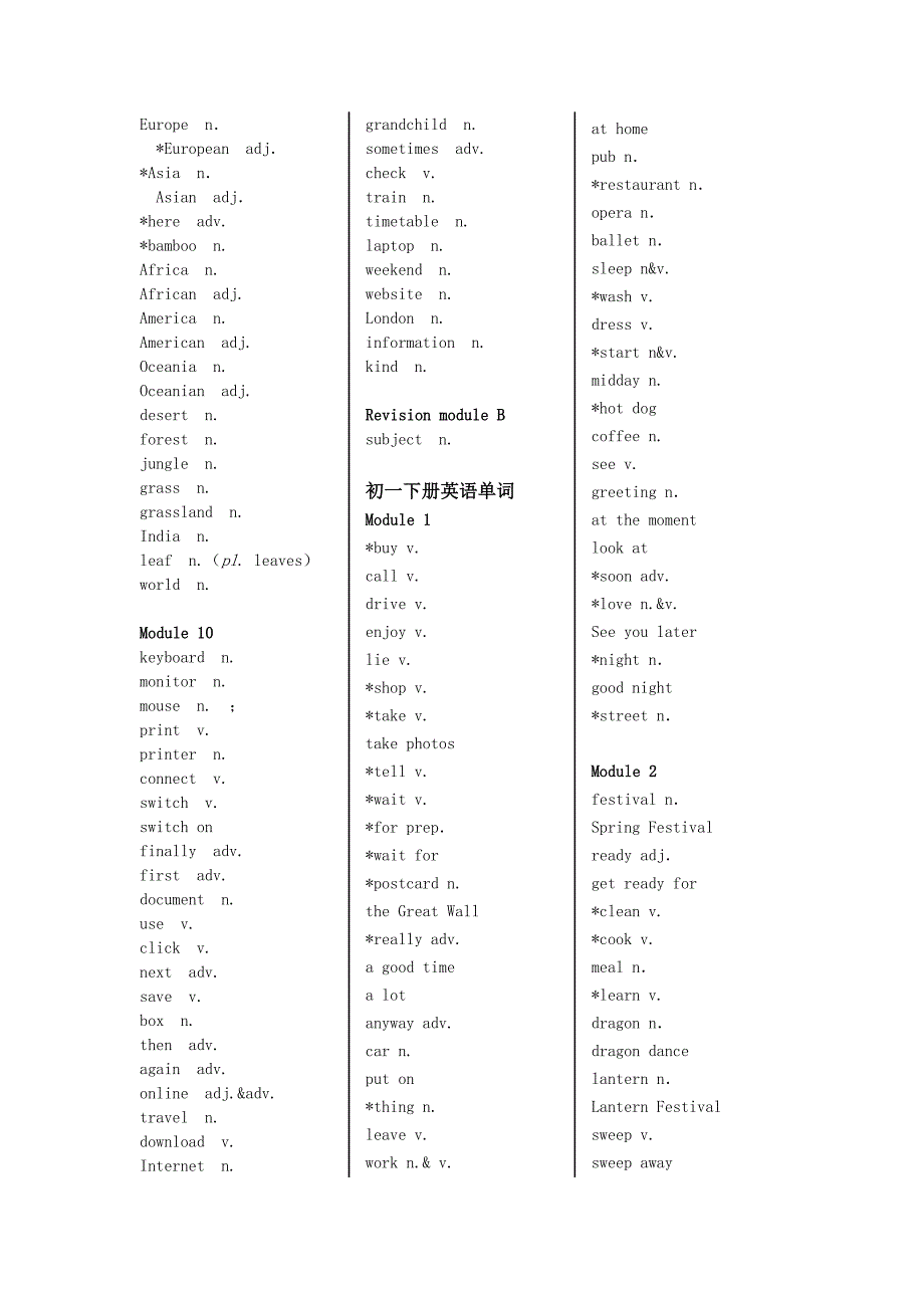 外研旧版英语单词表(无中文认单词用)_第3页