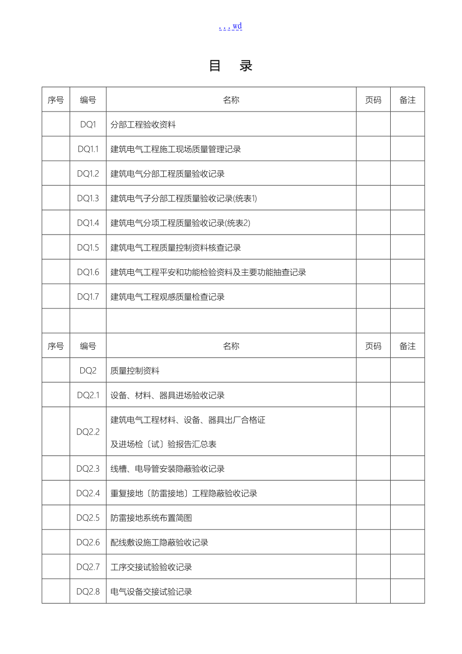 电气工程验收表格全套_第1页