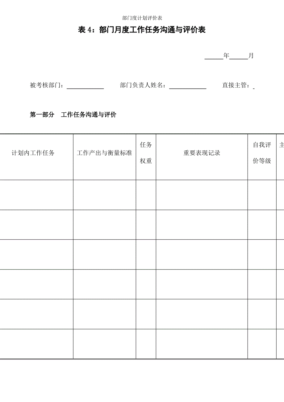 部门度计划评价表_第1页