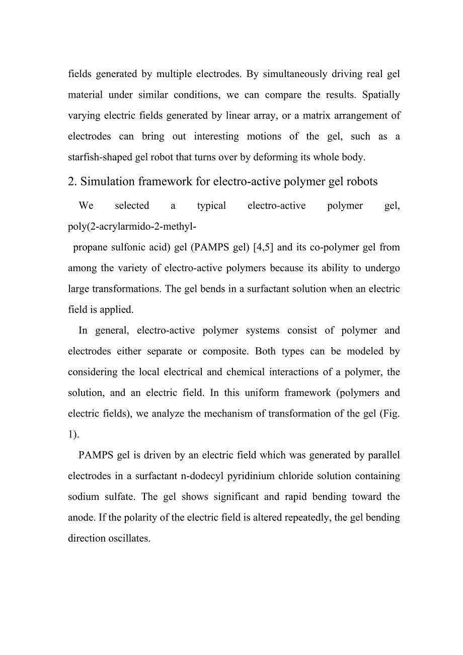 外文翻译-电渡活性聚合胶凝体制成的海星状胶凝体机器人的运动设计_第3页