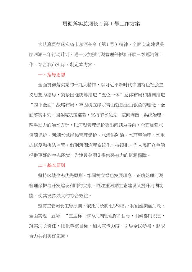 贯彻落实总河长令第1号工作方案(最新)