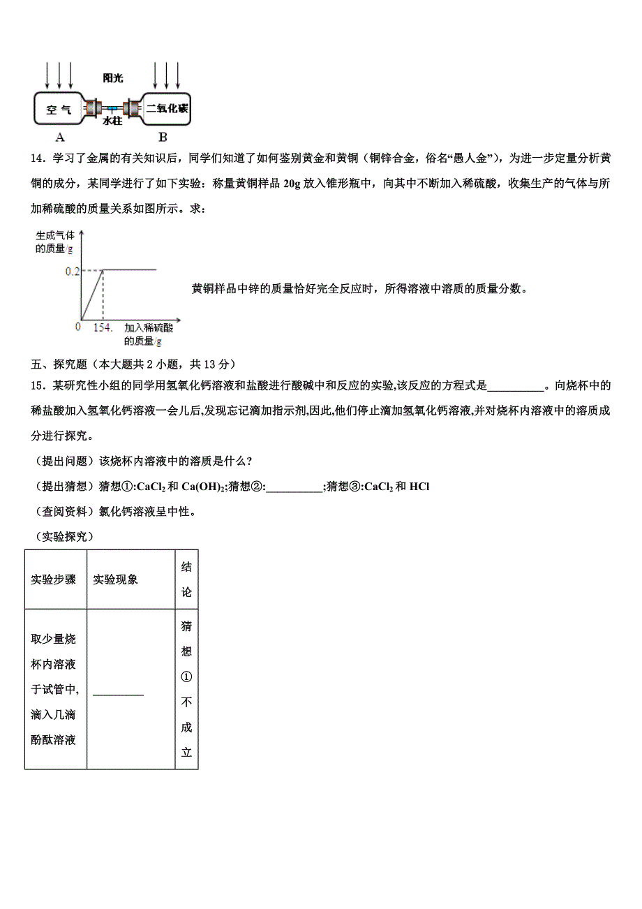 2022届重庆十一中学中考二模化学试题(含解析).doc_第4页