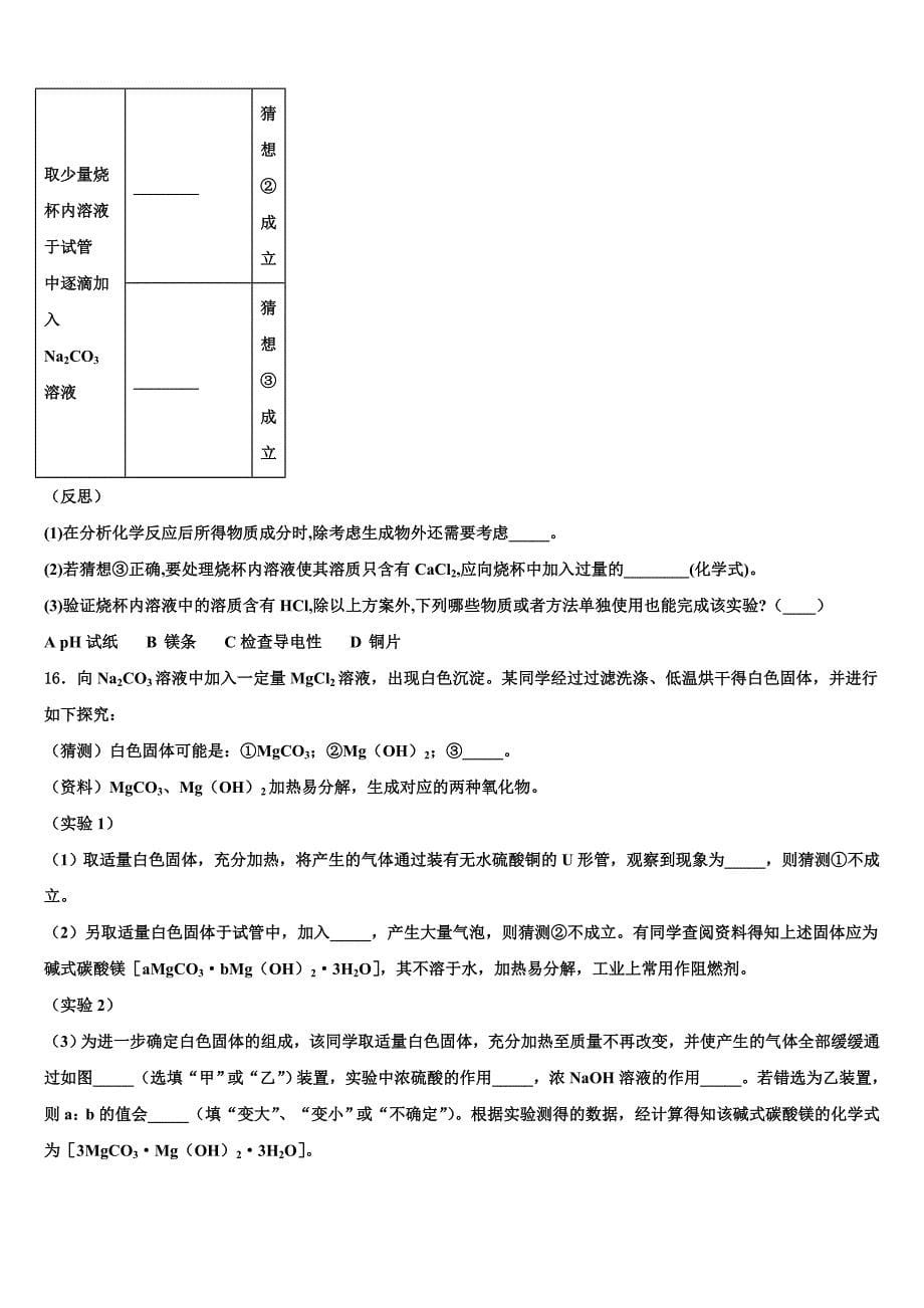 2022届重庆十一中学中考二模化学试题(含解析).doc_第5页