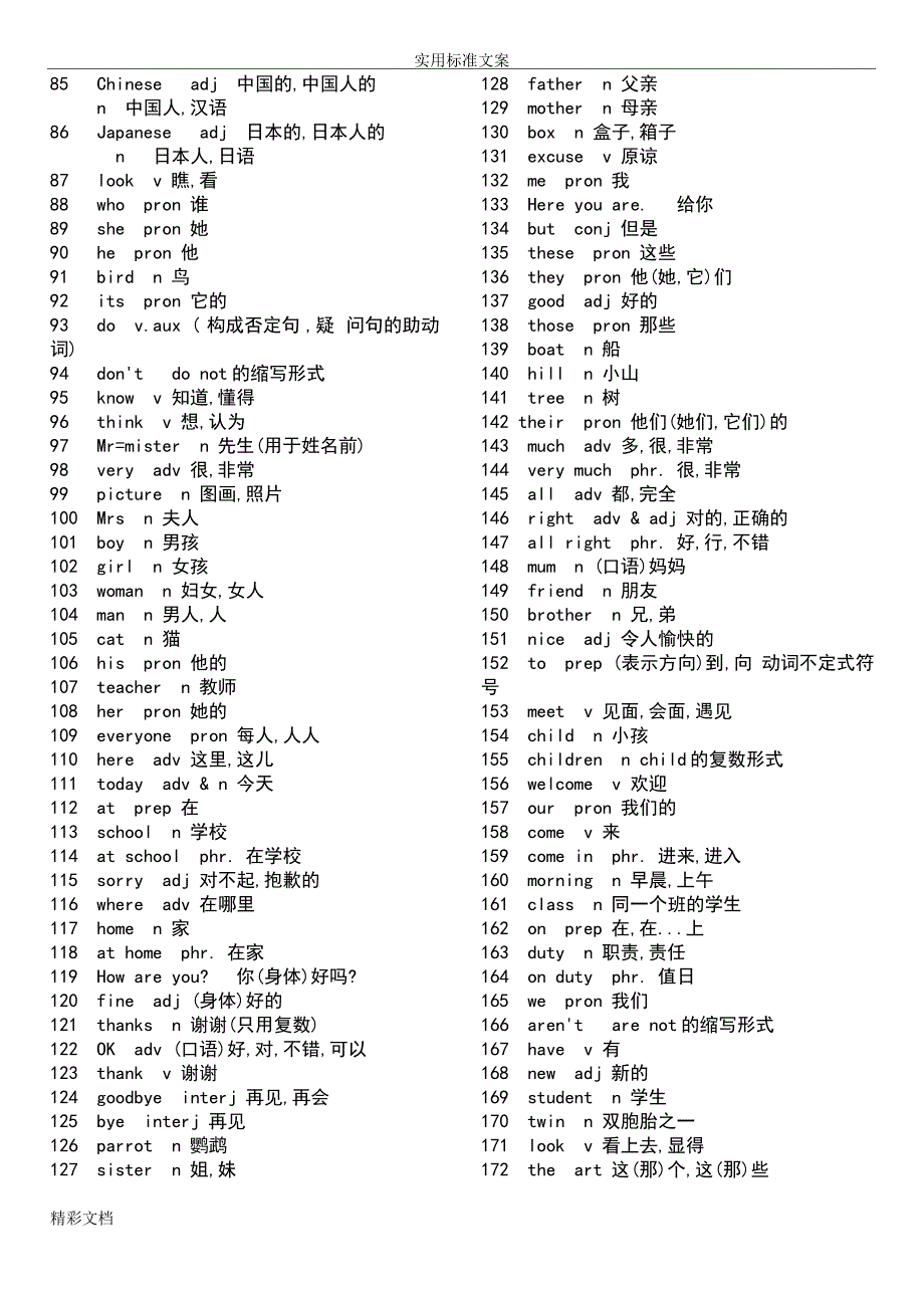 初中英语的词汇表打印版_第2页