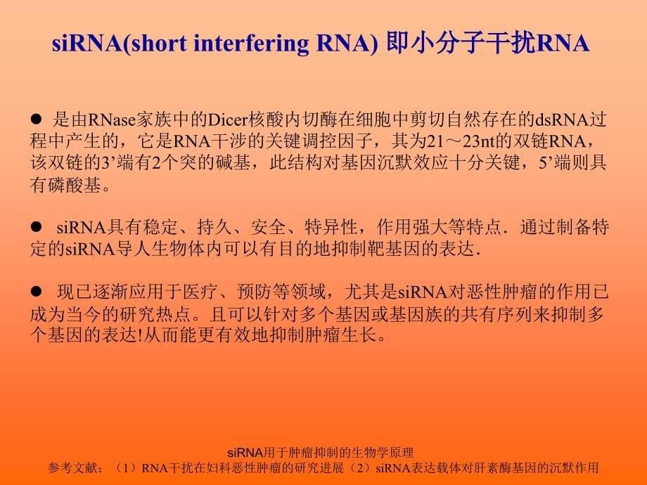 siRNA用于肿瘤抑制的生物学原理课件_第5页