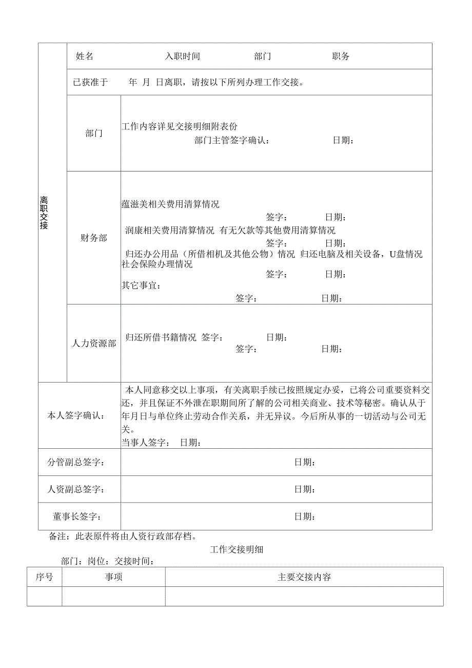 员工离职手续所需表格_第3页