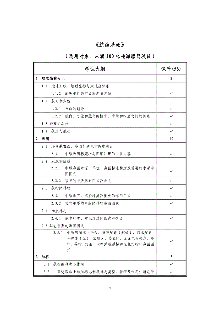 航海学适任考试大纲_第4页