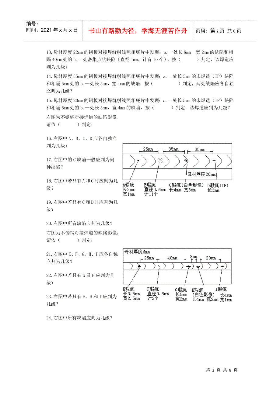 中级无损检测技术资格人员-射线检测考题汇编工艺规程_第2页