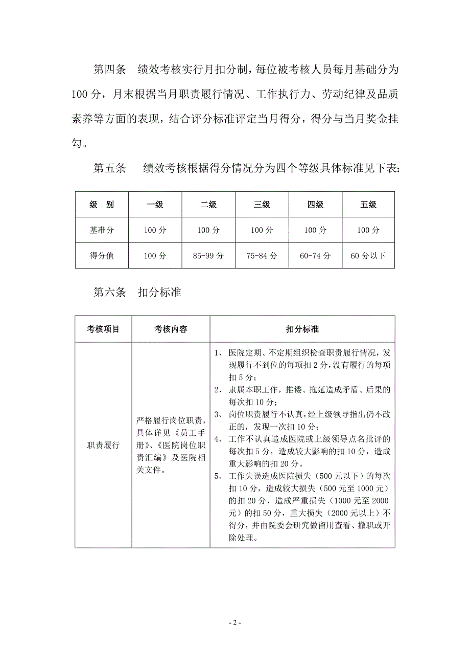 医院行政后勤人员绩效考核管理办法_第2页