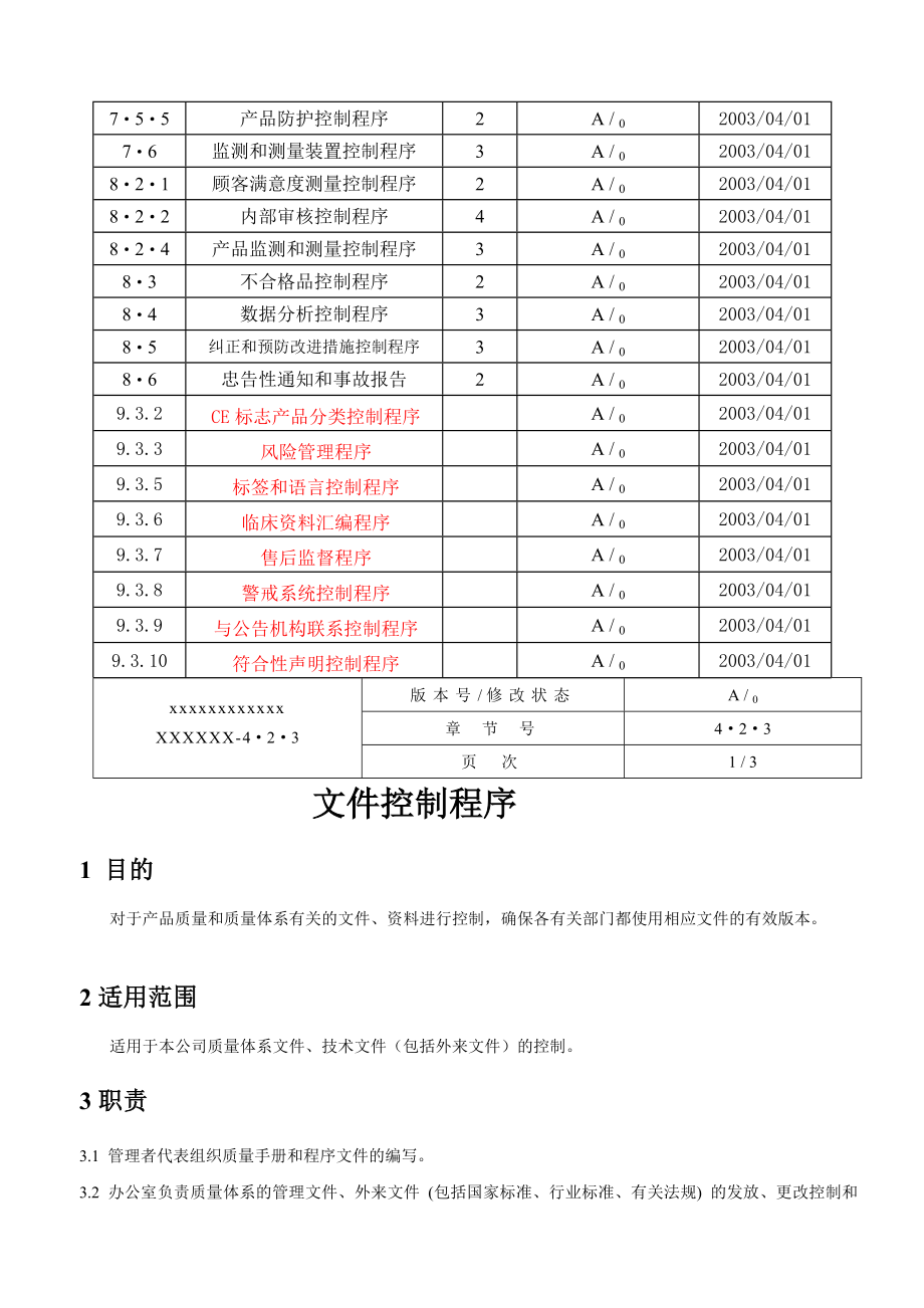 某某医疗器械行业标准程序文件(78)_第3页