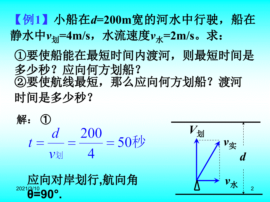 高一物理必修二《小船过河问题》_第2页