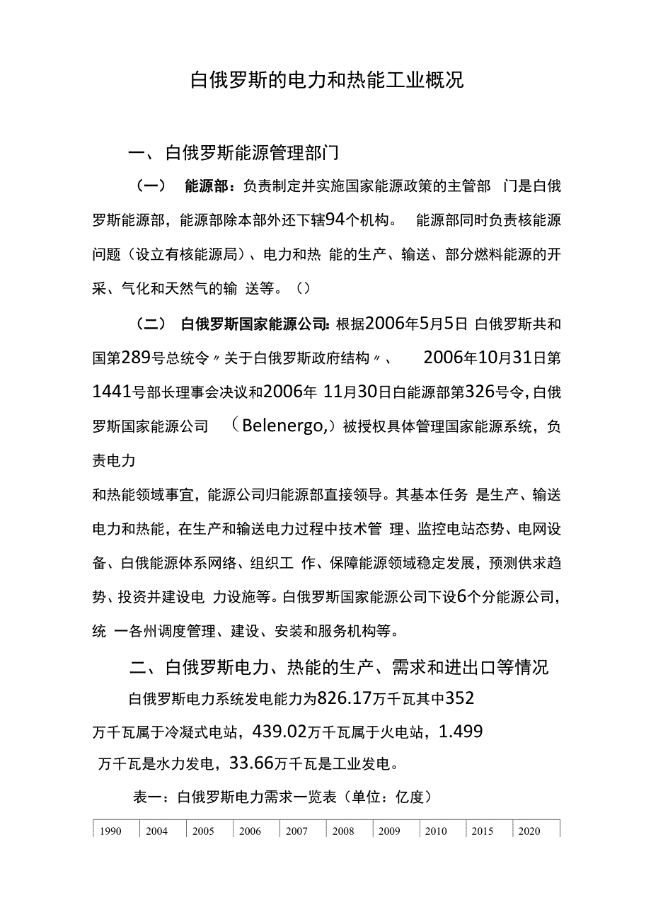 白俄罗斯电力情况_第1页
