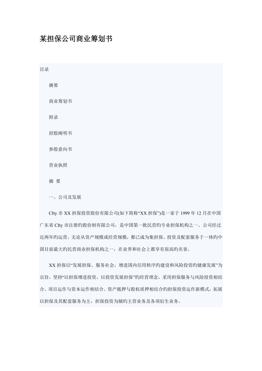 担保公司商业计划书_第1页