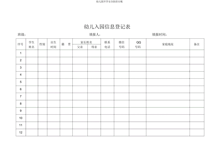 幼儿园开学安全防控台账.doc_第1页