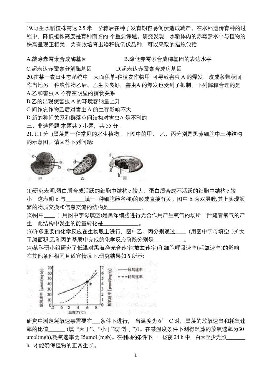 河北省石家庄市2021届高三上学期质量检测(一)生物试题-Word版含答案.docx_第5页