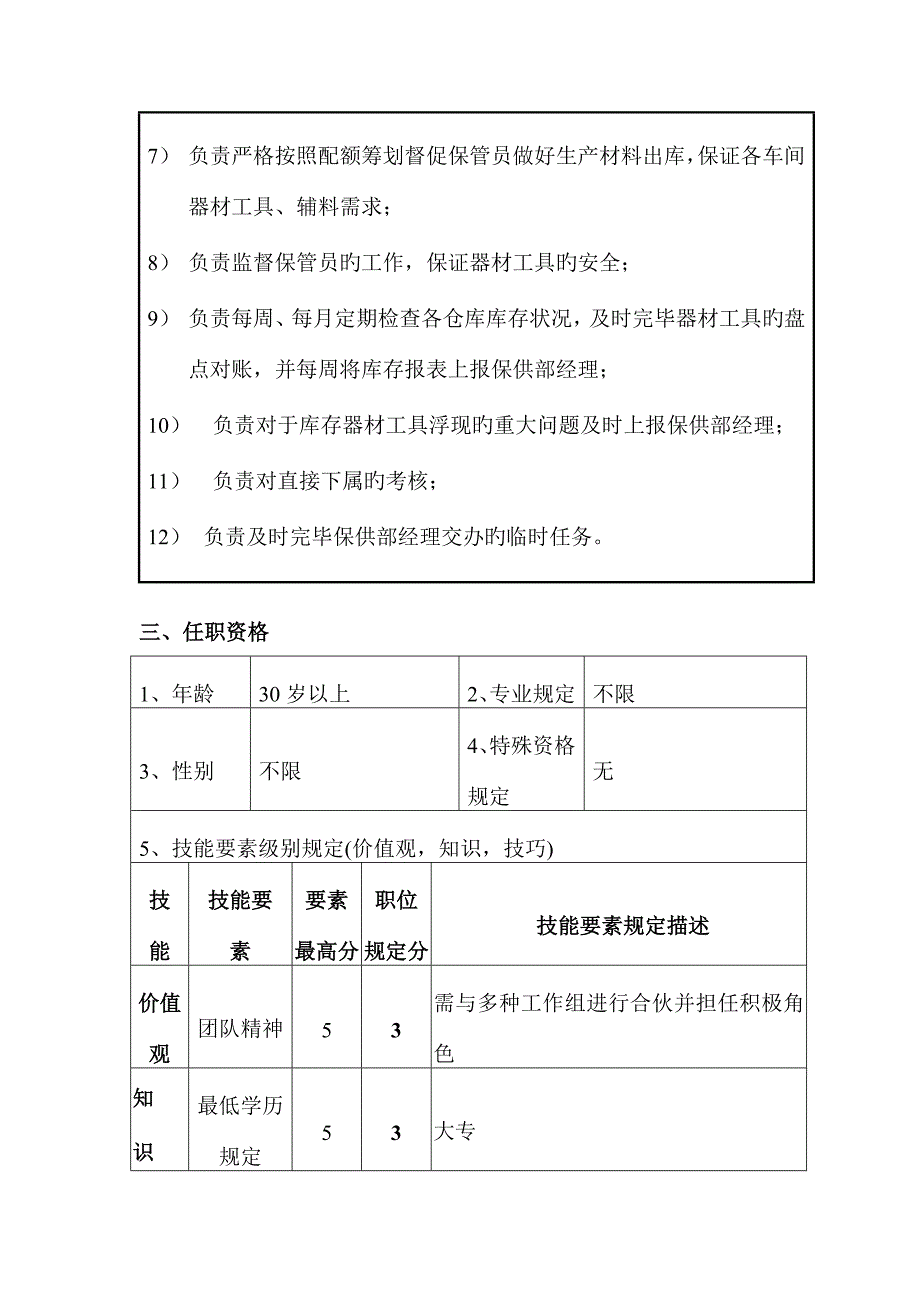 公司保供部器材工具仓库主管岗位基本职责_第2页