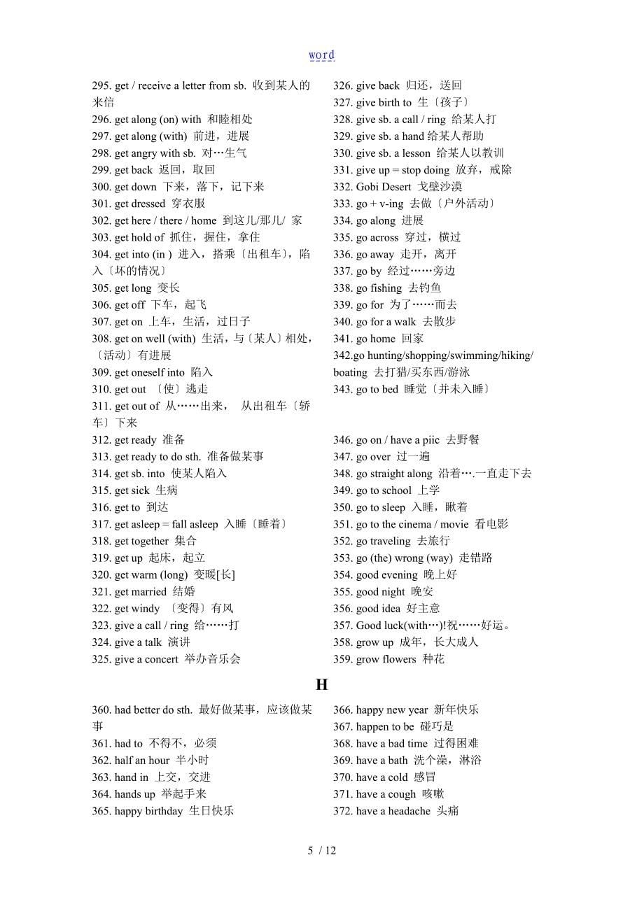 初中英语常用短语_第5页