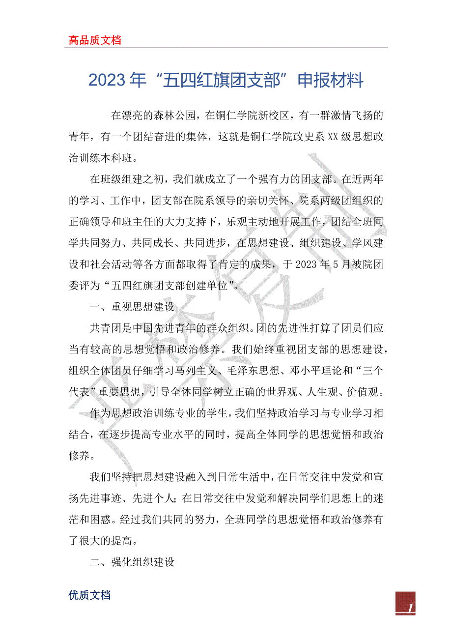 2023年“五四红旗团支部”申报材料_第1页