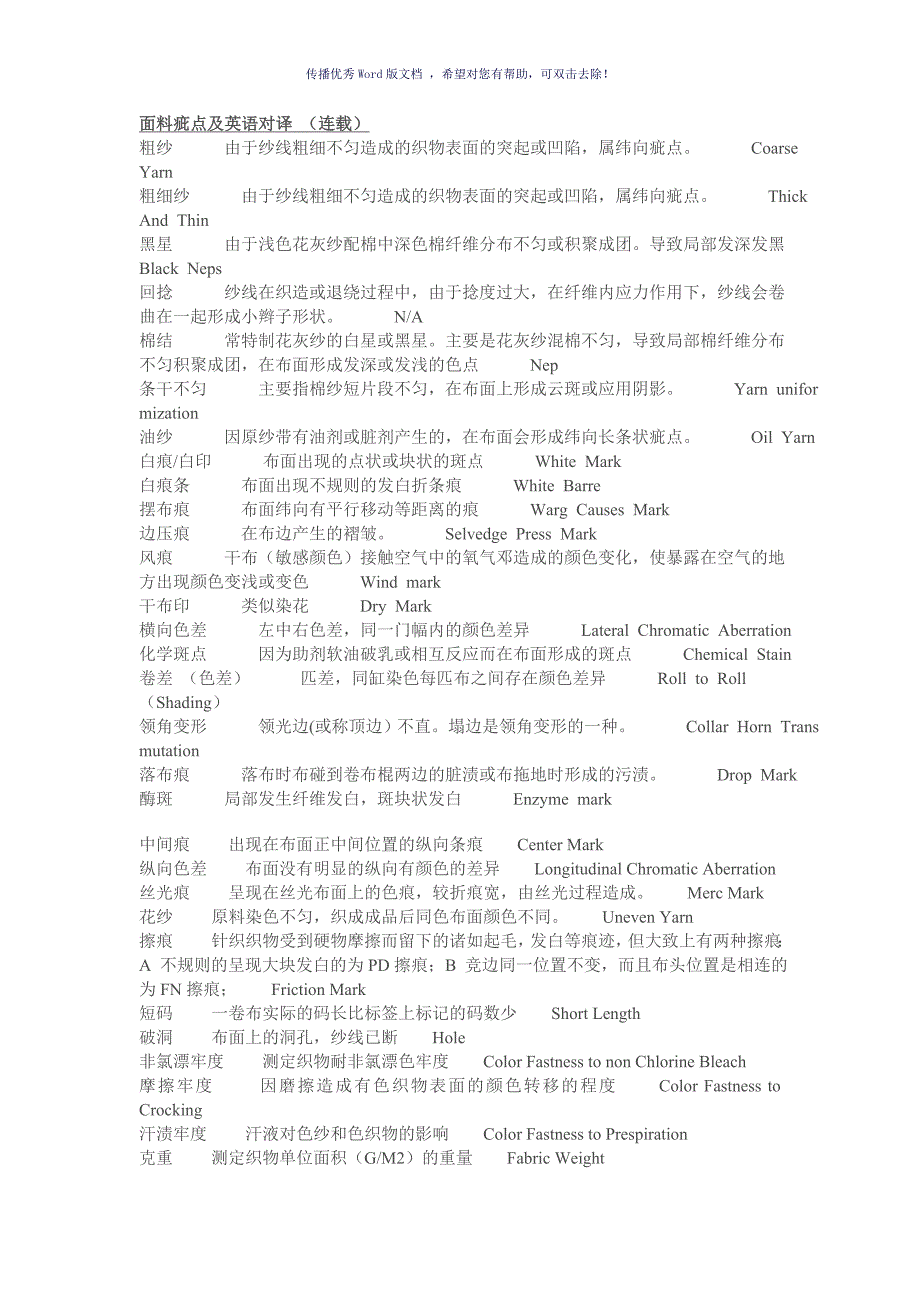 面料疵点及英语对译Word版_第4页