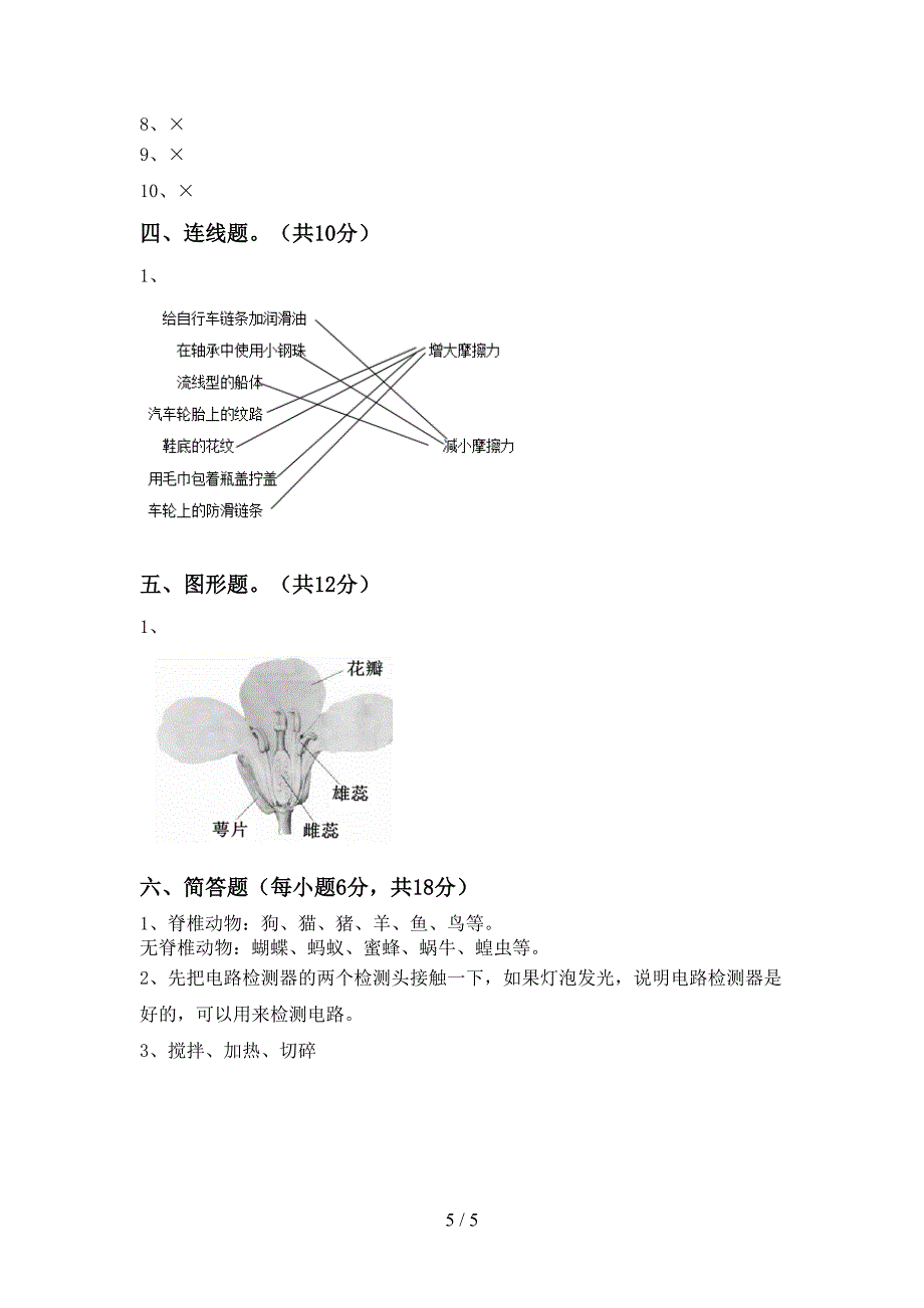 2022年教科版四年级科学上册期中试卷及答案【精编】.doc_第5页