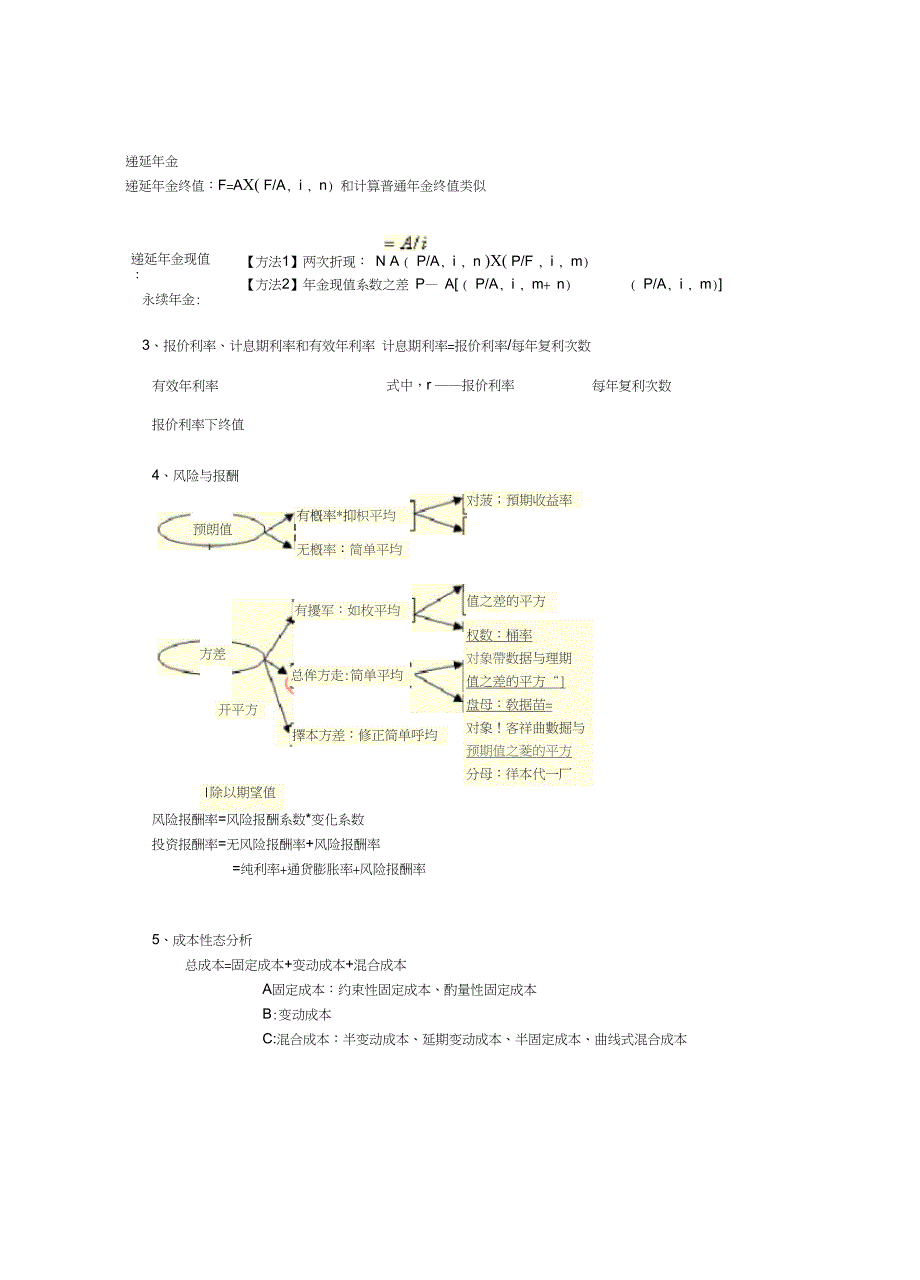 财务管理课程的主要知识点思维导图及公式汇总_第2页