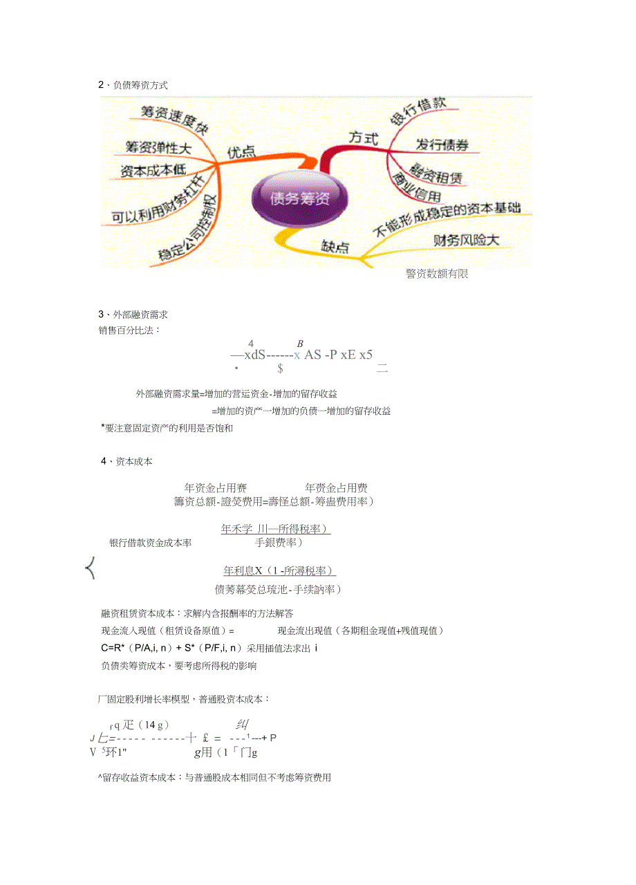 财务管理课程的主要知识点思维导图及公式汇总_第4页