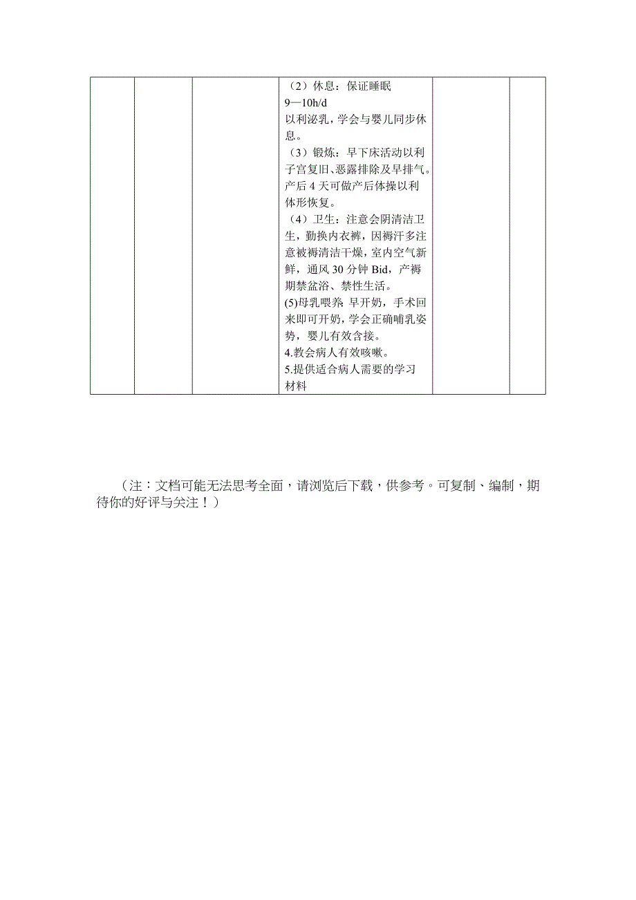 剖宫产术后护理计划_第4页