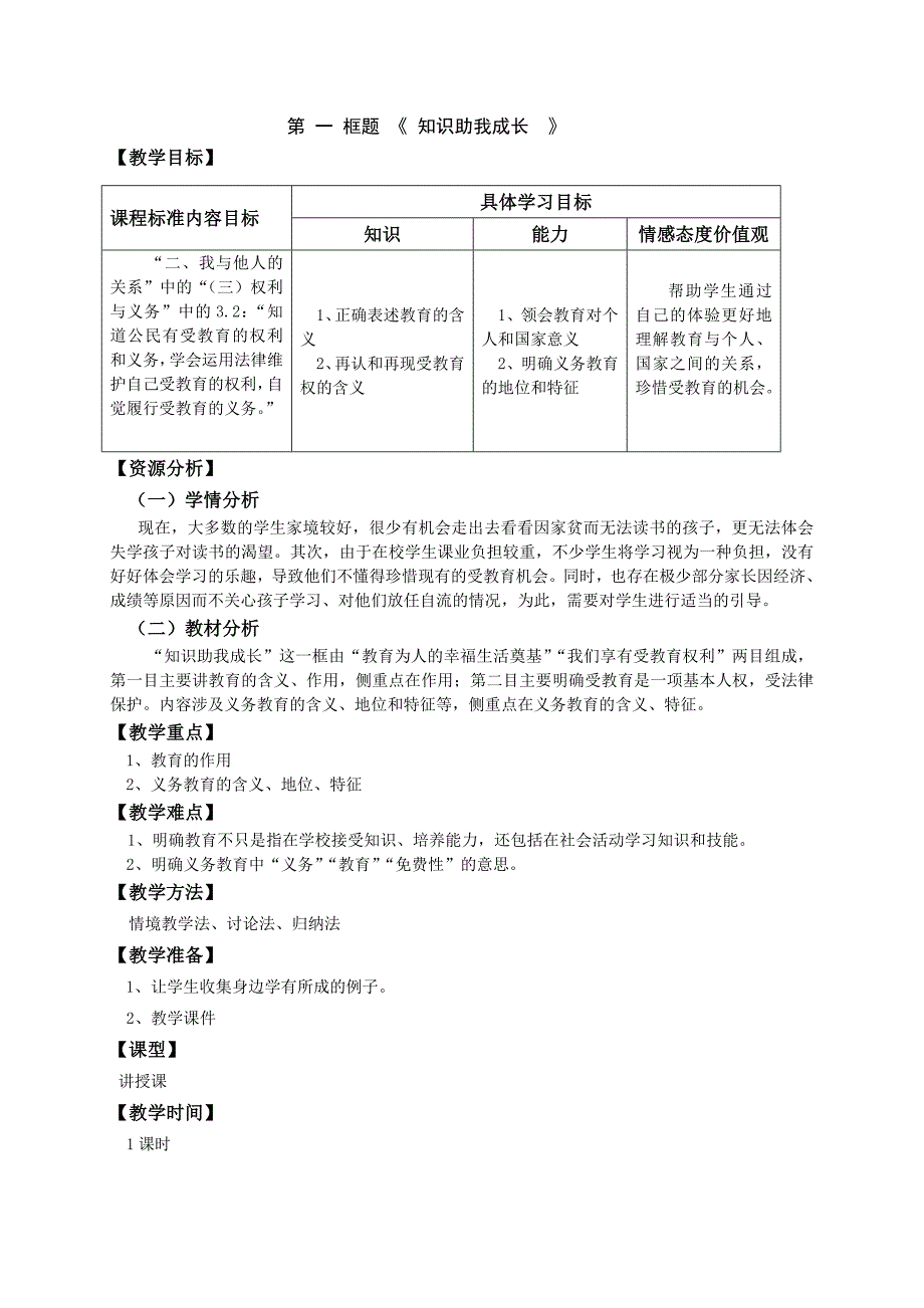 思想品德八年级下册第三单元第六课第一框教学设计.doc_第1页