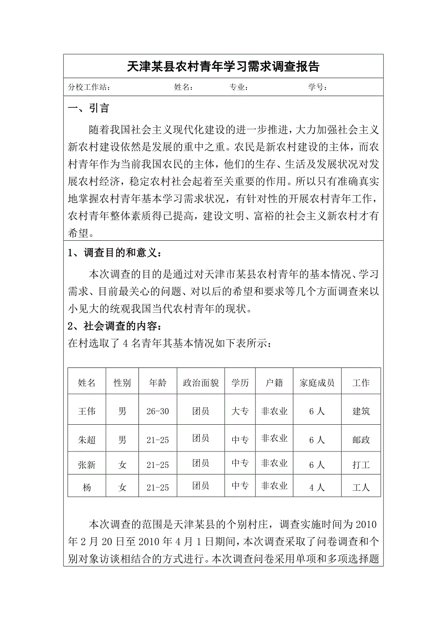 关于对农村青学习需求调查报告(表格版)_第1页