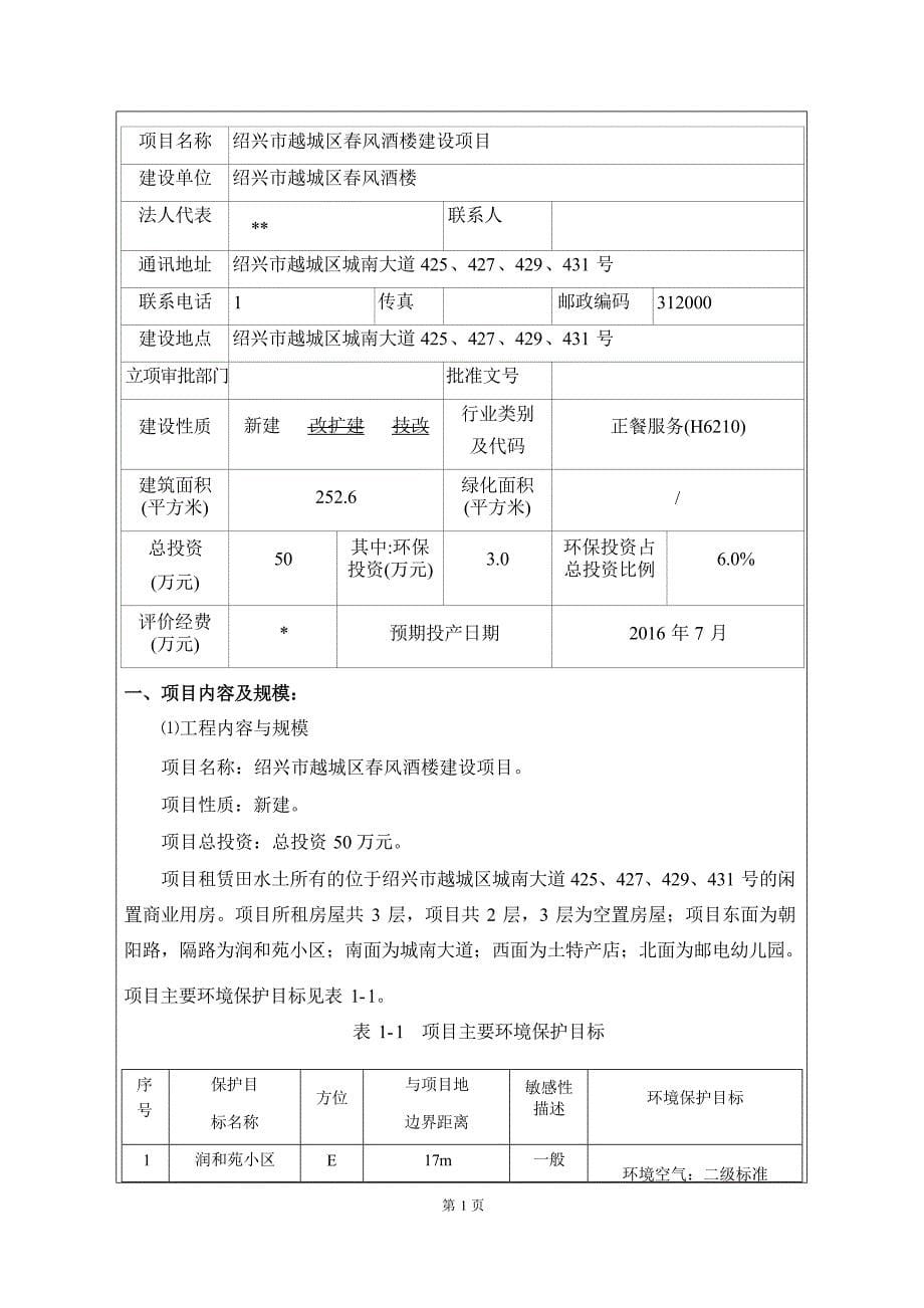 绍兴市越城区春风酒楼环评报告.docx_第5页