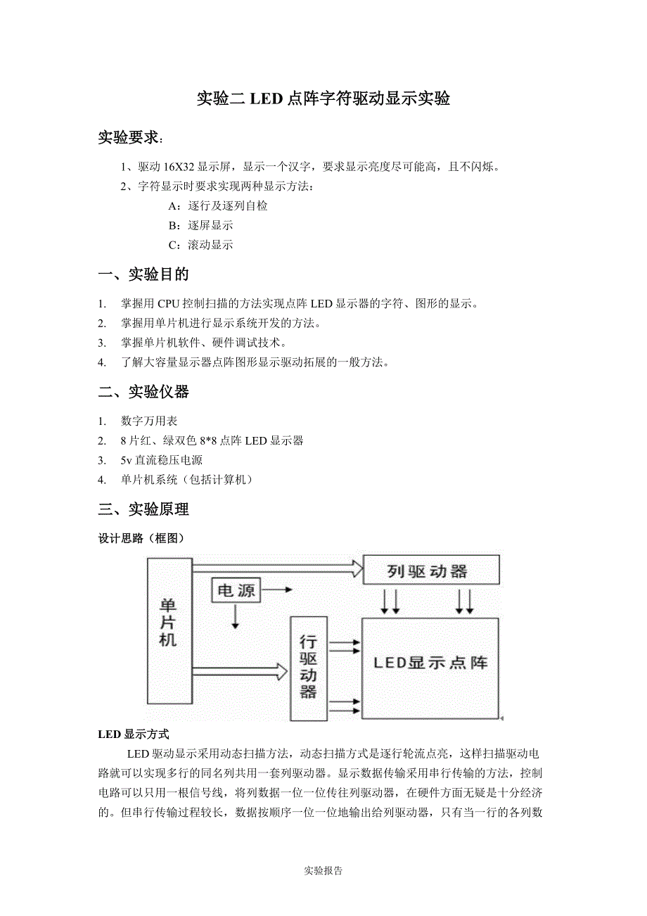 LED点阵字符驱动显示实验_第1页