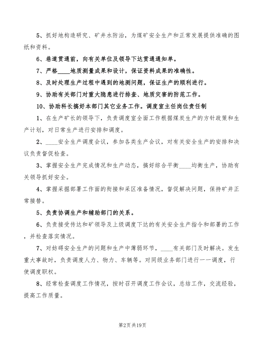 2022年煤矿职业卫生岗位责任制范本_第2页