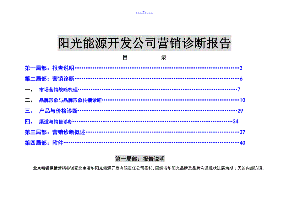 阳光能源开发公司营销诊断报告_第1页