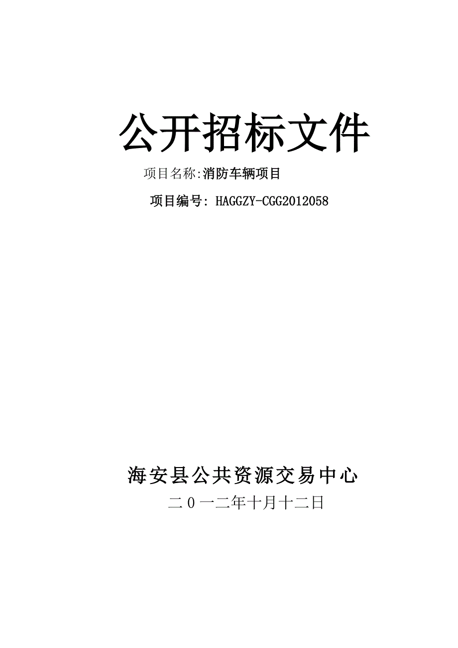 消防车辆项目公开招标文件_第1页