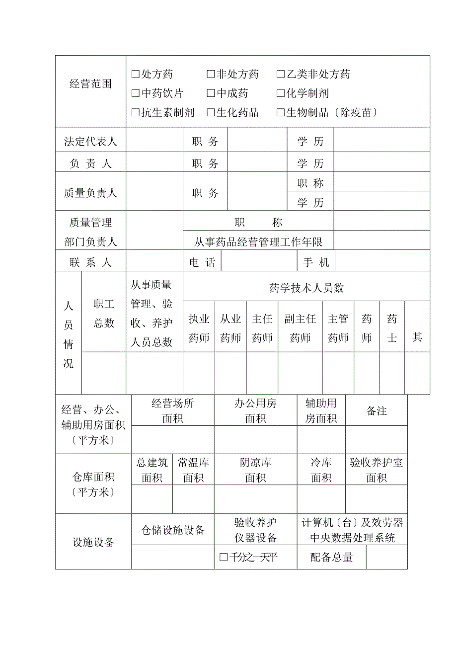 药品经营企业验收申请表同名_第2页