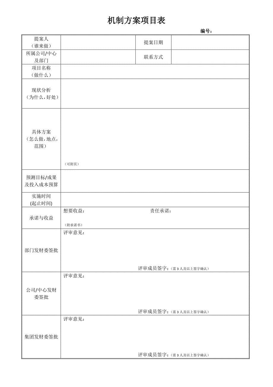 机制方案项目表及承诺书.doc_第1页