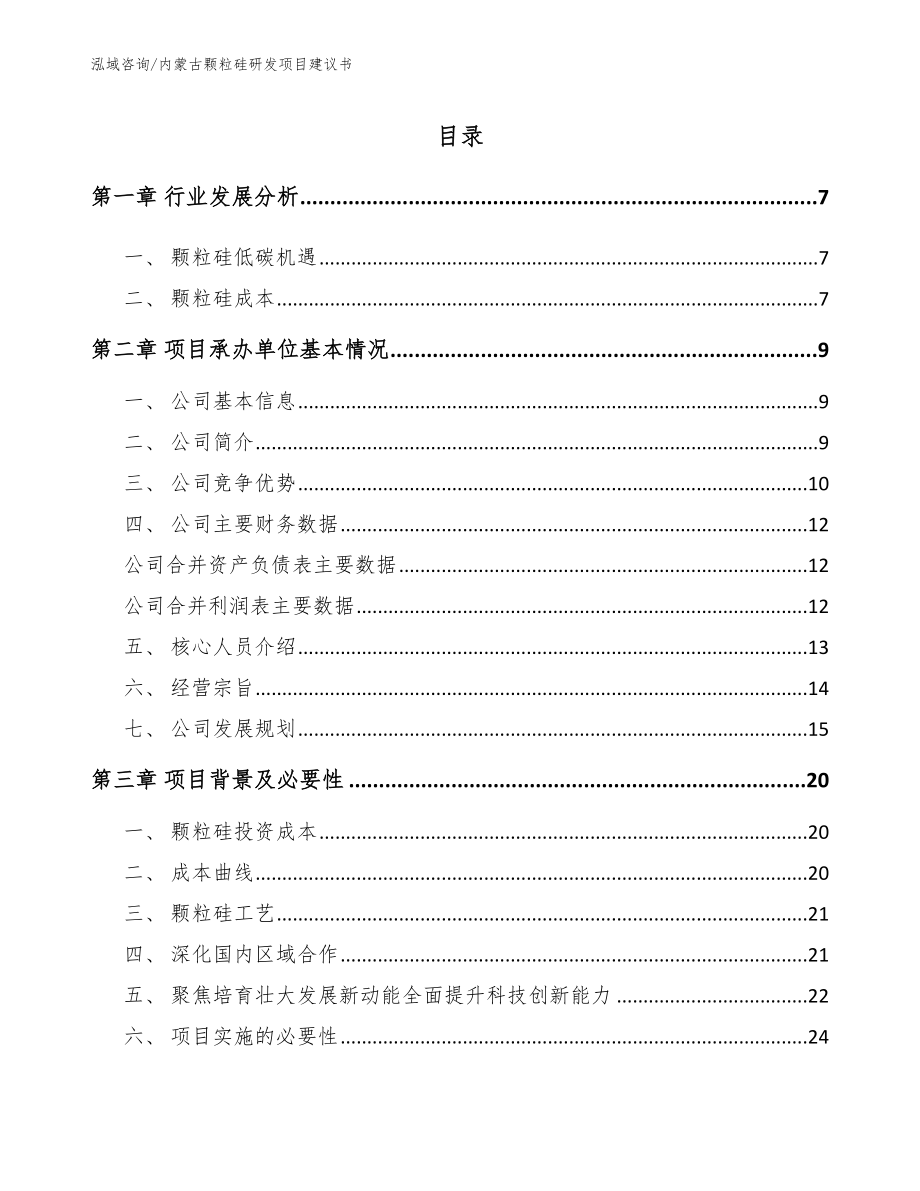 内蒙古颗粒硅研发项目建议书_第1页