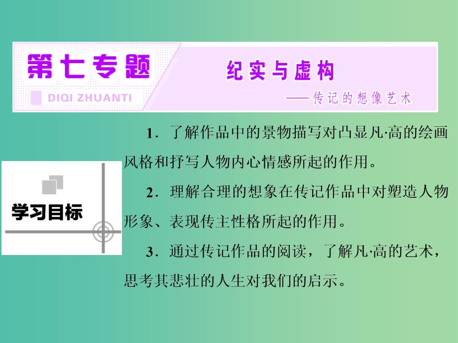 2018-2019学年高中语文 第七专题 第14课 渴望生活——凡高的艺术生涯课件 苏教版选修《传记选读》.ppt_第2页