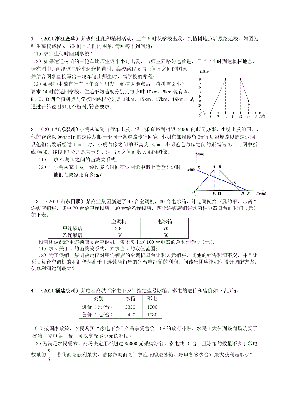 一次函数应用专题复习.doc_第1页