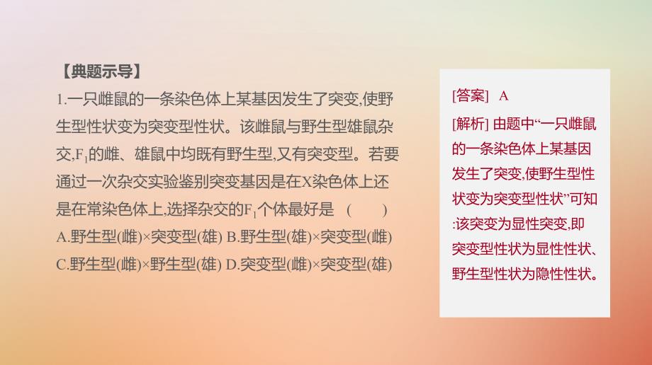 2019届高考生物一轮复习 第5单元 遗传的基本规律和遗传的细胞基础 拓展微课 基因位置的确认及遗传实验设计课件_第4页