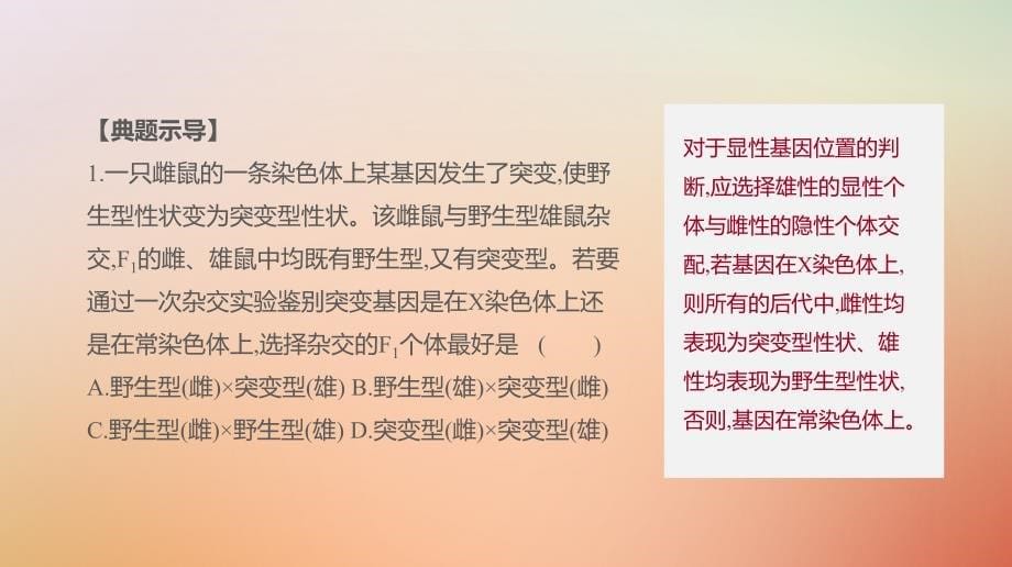 2019届高考生物一轮复习 第5单元 遗传的基本规律和遗传的细胞基础 拓展微课 基因位置的确认及遗传实验设计课件_第5页